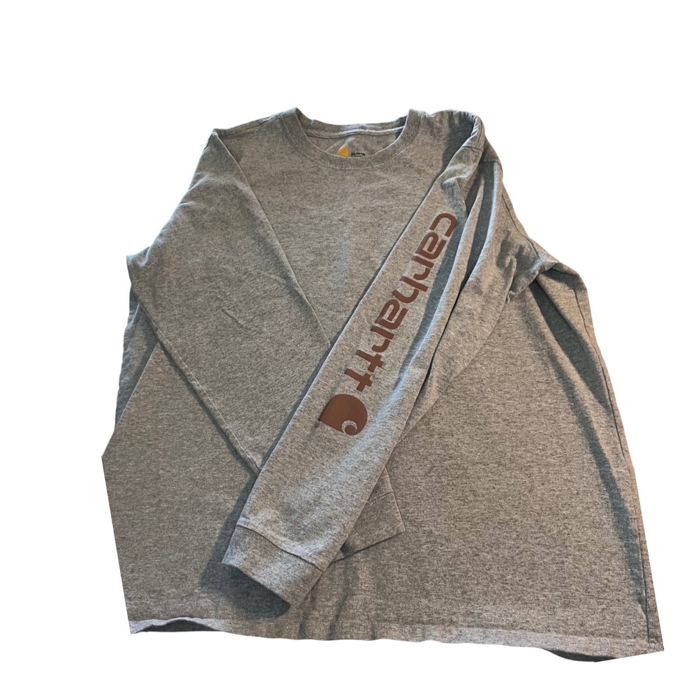 Carhartt Mens XL Gray Long Sleeve Logo Graphic T-Shirt Original Fit Crewneck